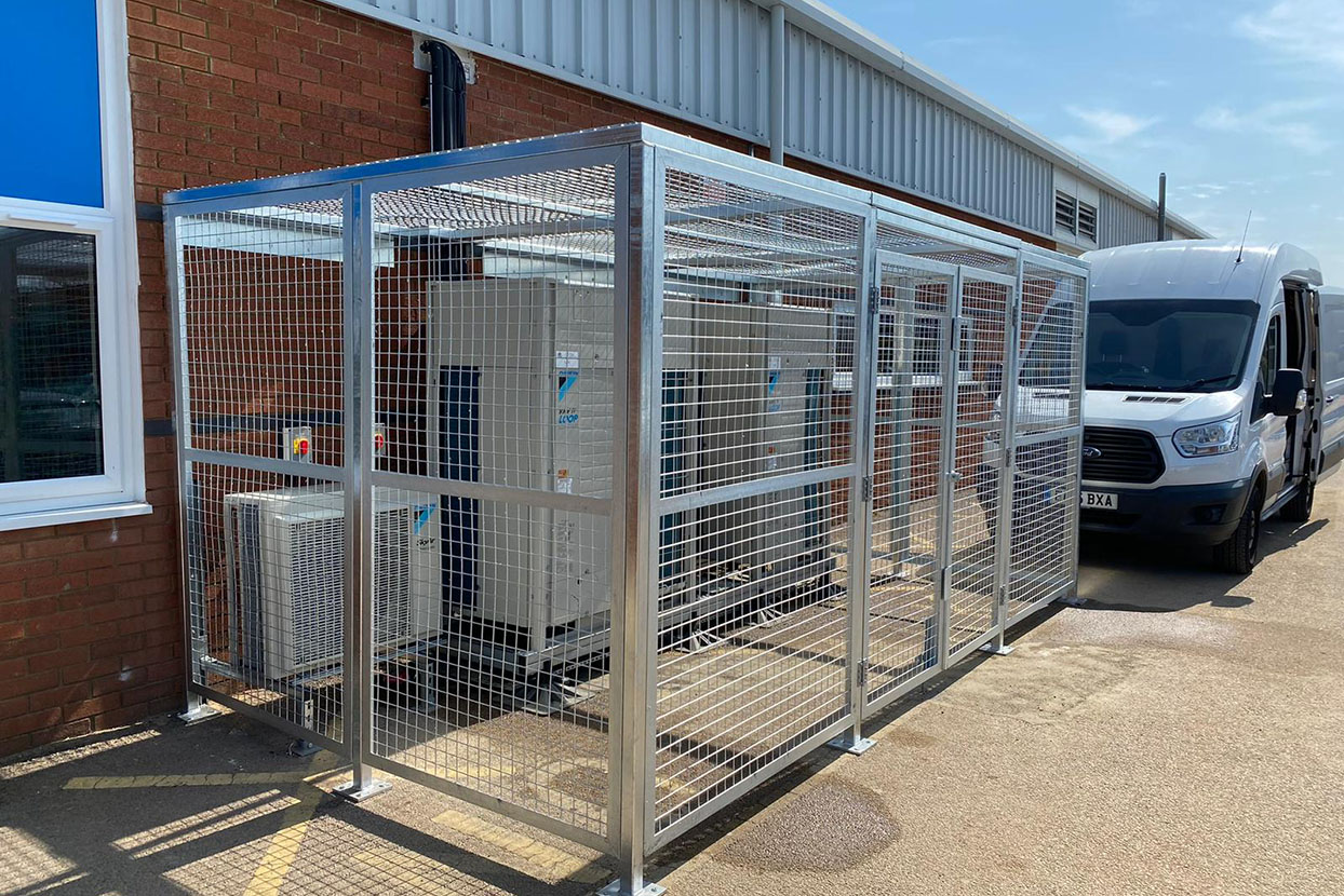 Alroys mild steel frame to protect air conditioning unit in a school 1 1244