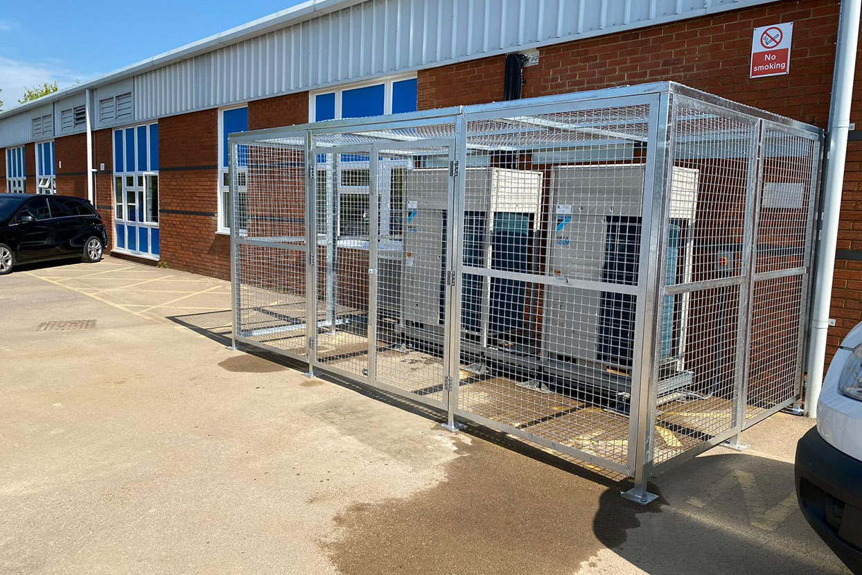 Alroys mild steel frame to protect air conditioning unit in a school 2 1244